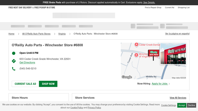 O'Reilly Auto Parts Store #6808 winchester auto parts