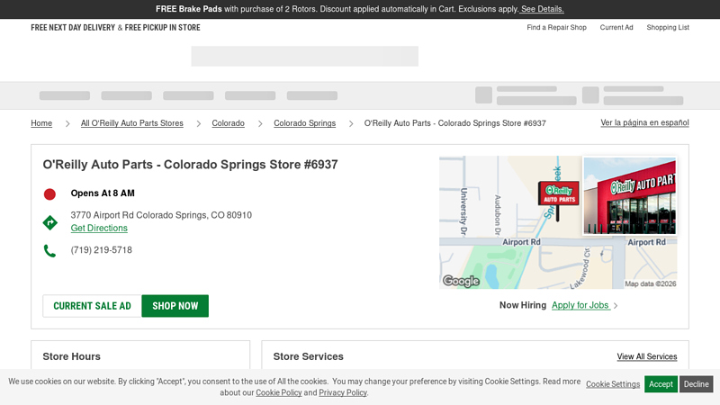 O'Reilly Auto Parts Store #6937 auto parts store colorado springs