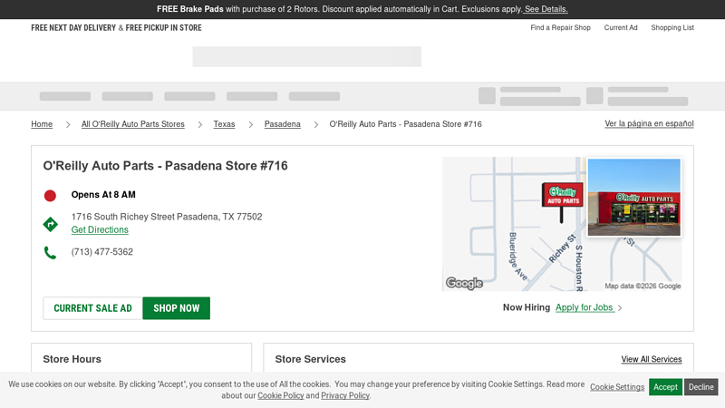 O'Reilly Auto Parts Store #716 auto parts pasadena tx