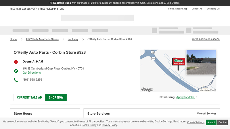 O'Reilly Auto Parts Store #928 advance auto parts corbin kentucky