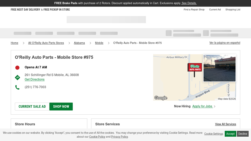 O'Reilly Auto Parts Store #975 car parts mobile al