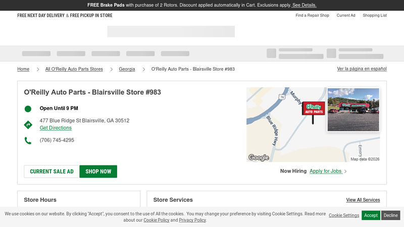 O'Reilly Auto Parts Store #983 advance auto parts blairsville