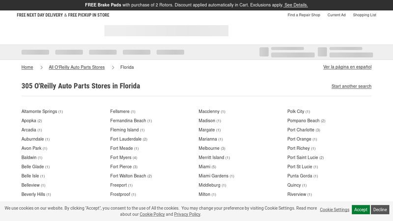 O'Reilly Auto Parts Stores in Florida auto parts stores in florida