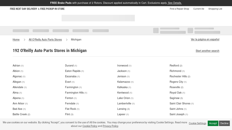 O'Reilly Auto Parts Stores in Michigan auto parts o'reilly locations