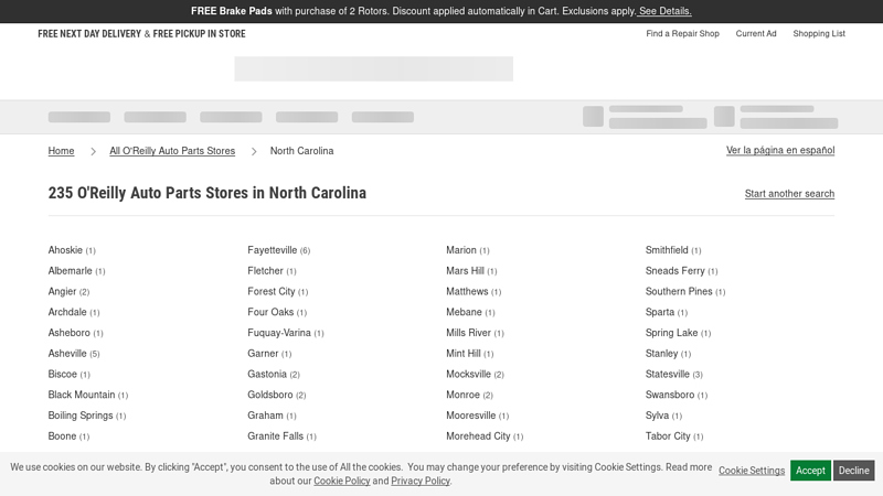O'Reilly Auto Parts Stores in North Carolina advance auto parts in laurinburg north carolina