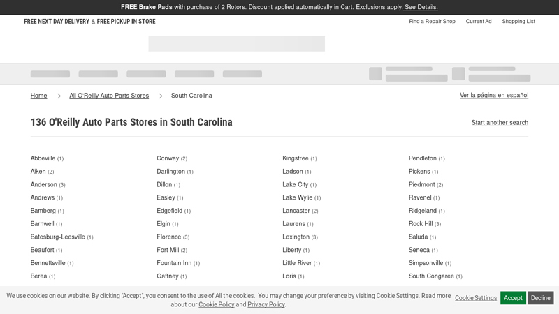 O'Reilly Auto Parts Stores in South Carolina o'reilly auto parts seneca south carolina