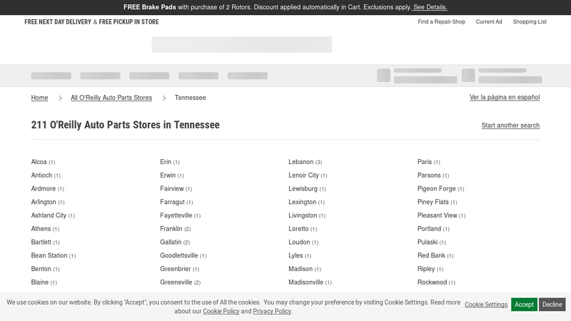 O'Reilly Auto Parts Stores in Tennessee o reilly auto parts nashville