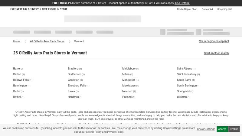 O'Reilly Auto Parts Stores in Vermont advance auto parts st albans city vt