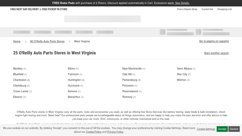 O'Reilly Auto Parts Stores in West Virginia advance auto parts lewisburg west virginia