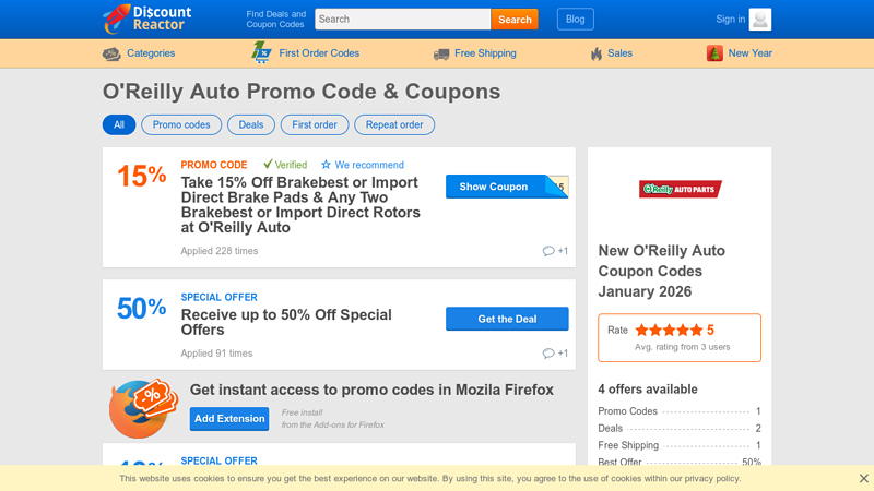 O'Reilly Auto Promo Codes o'reilly auto parts discount code