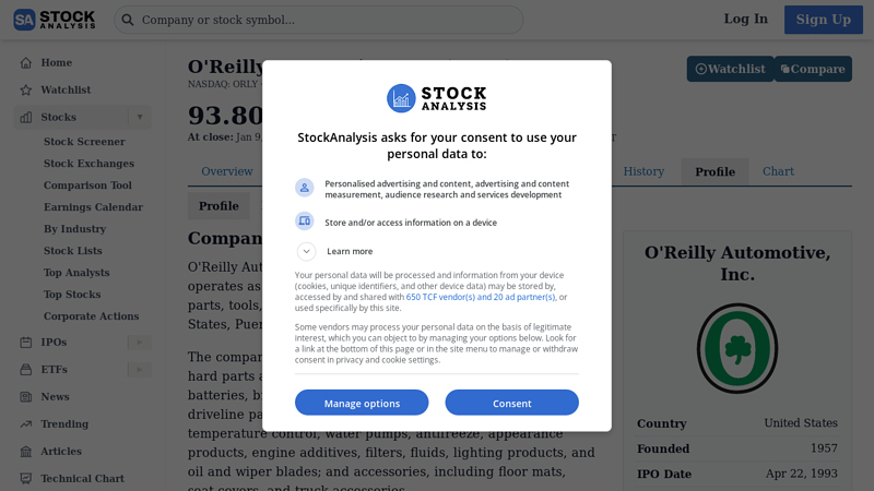 O'Reilly Automotive (ORLY) Company Profile & Description o reilly auto parts stock