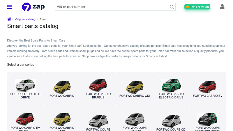 Original Smart Car Spare Parts Catalog smart car car parts