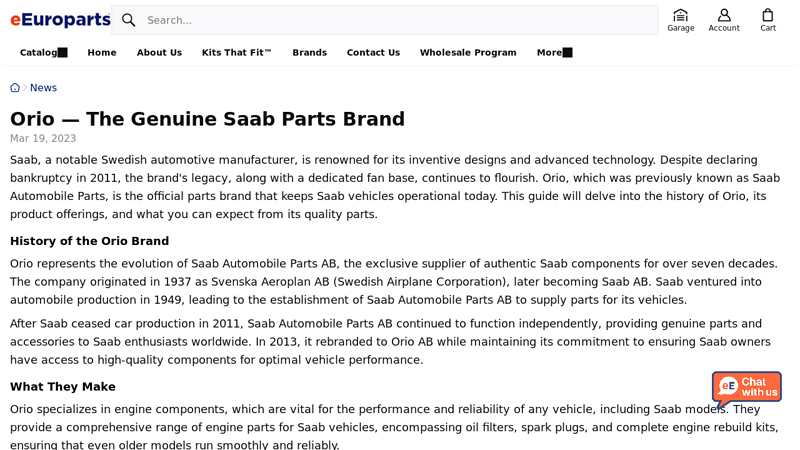 Orio — The Genuine Saab Parts Brand saab car parts
