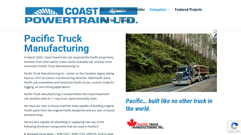 Pacific Truck Manufacturing coastal truck parts