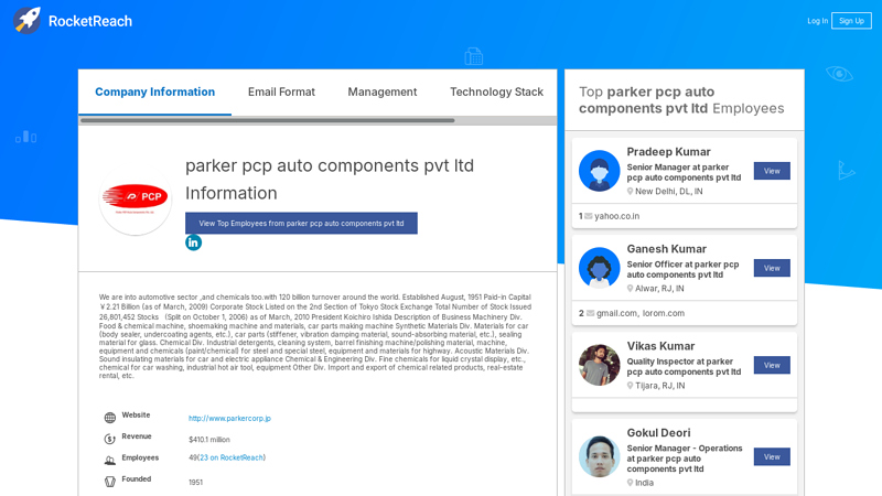 parker pcp auto components pvt ltd Information parker's auto parts