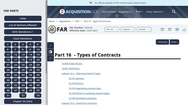 Part 16 - Types of Contracts g and h auto parts