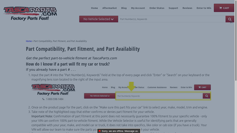 Part Compatibility, Part Fitment, and Part Availability auto parts compatibility checker