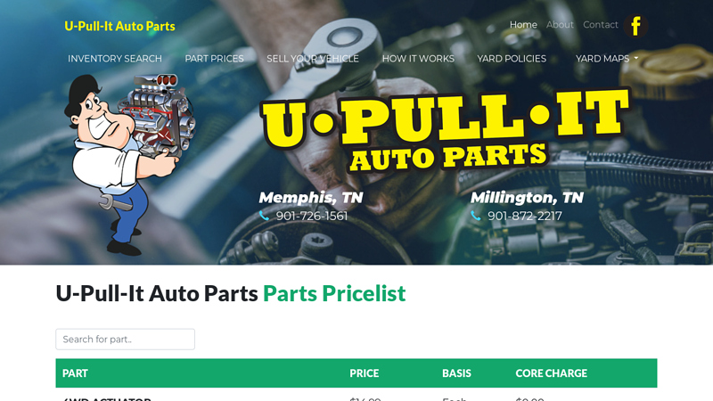 Part Prices 109 u pull it car parts