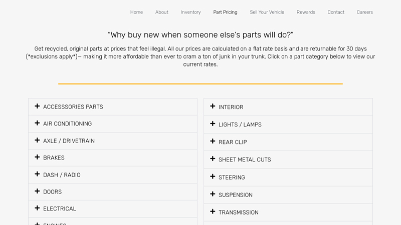 Part Pricing Auto Parts u pull it car parts near me