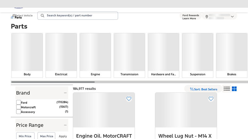 Parts ford interior parts