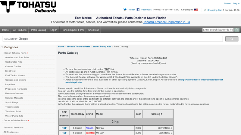Parts Catalog tohatsu outboard motor parts