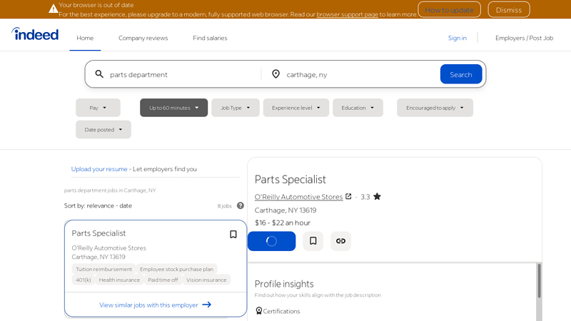 Parts Department Jobs, Employment in Carthage, NY advance auto parts lowville ny