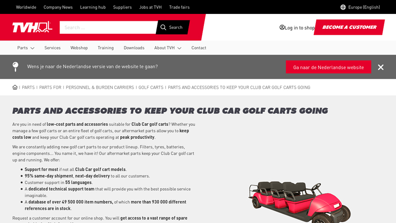Parts for Club Car golf carts? TVH is your global supplier club car golf cart parts