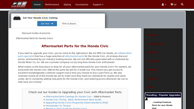 Parts for Honda Civic honda civic aftermarket parts