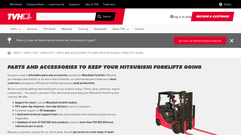 Parts for Mitsubishi forklifts? TVH is your global supplier mitsubishi fork truck parts