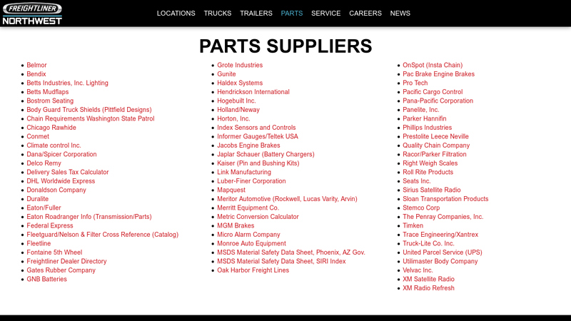 Parts Suppliers freightliner truck parts