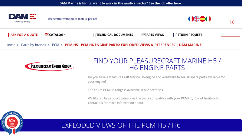 PCM H6 engine parts: exploded views & references pcm motor parts