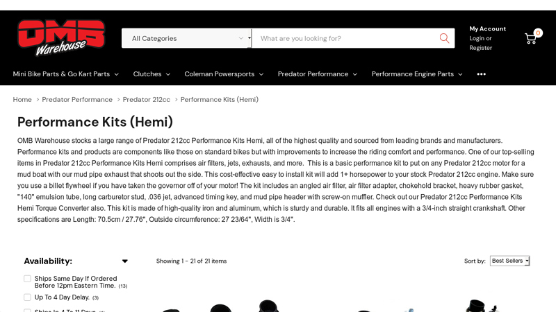 Performance Kits (Hemi) predator 212cc motor parts