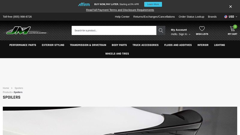 Performance Spoilers at JM Auto Racing spoiler car part