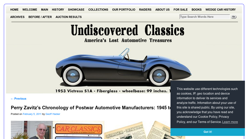 Perry Zavitz's Chronology of Postwar Automotive Manufacturers auto parts perry
