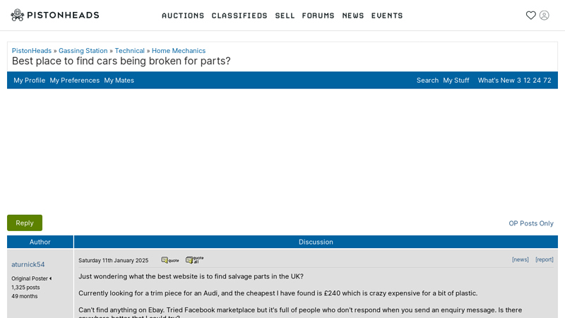 place to find cars being broken for parts? universal auto parts and salvage