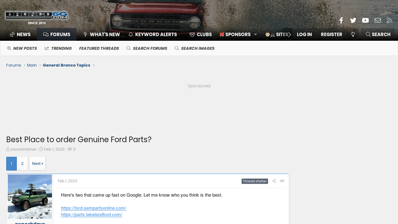 Place to order Genuine Ford Parts? ford bronco parts catalog