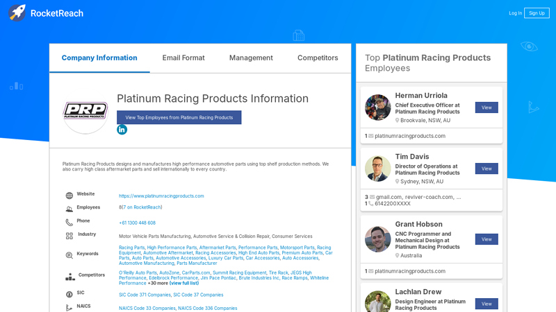 Platinum Racing Products Information platinum auto parts