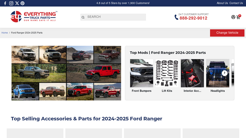 Premium Ford Ranger 2024 custom parts for ford ranger