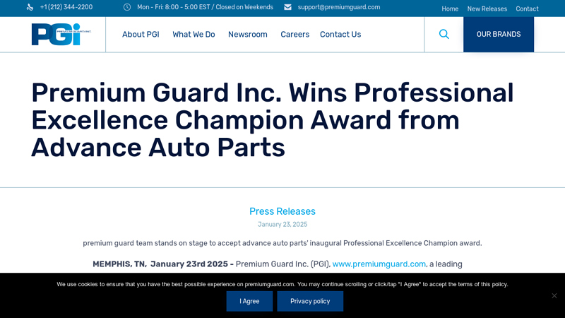 Premium Guard Inc. Wins Professional Excellence Champion Award ... advance auto parts orlando