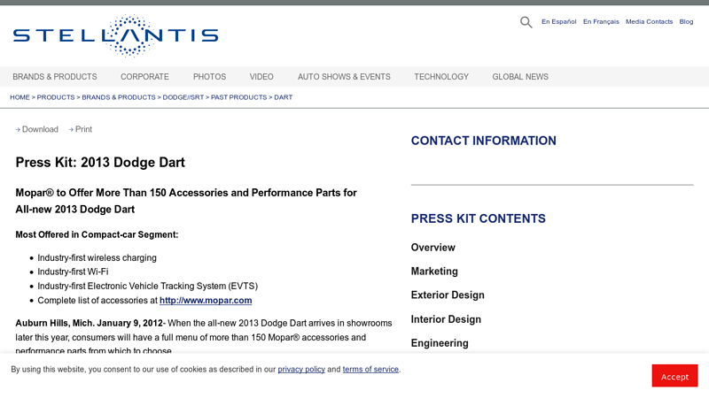 Press Kit dodge dart car parts