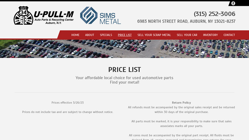 Price List Auto Parts u pull it auto parts near me