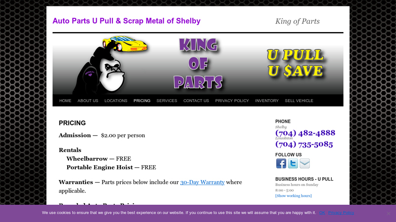 Pricing u-pull-it.com car parts