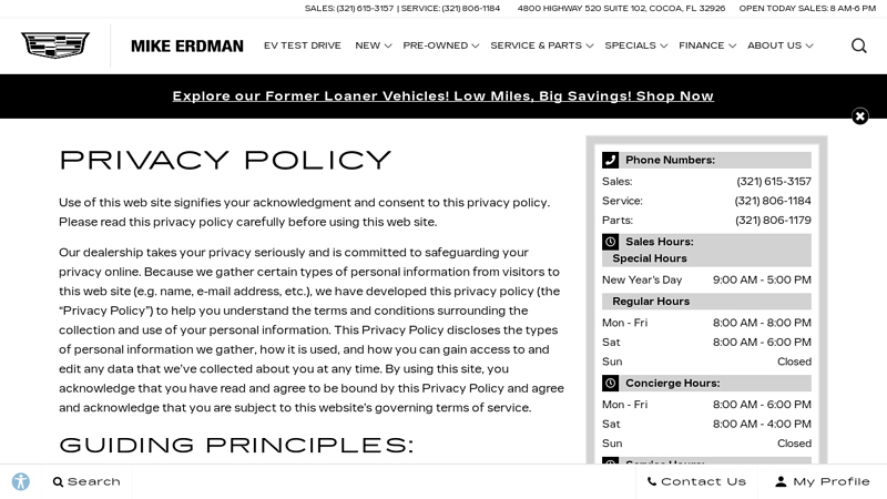 Privacy Policy erdman auto parts