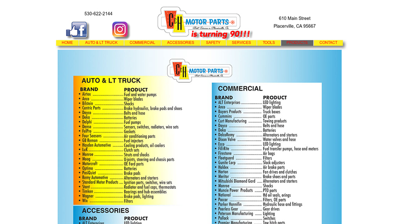 PRODUCTS c&h auto parts