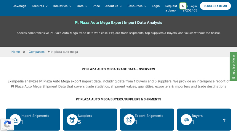 Pt Plaza Auto Mega Import Export Data & Shipment Details plaza auto parts