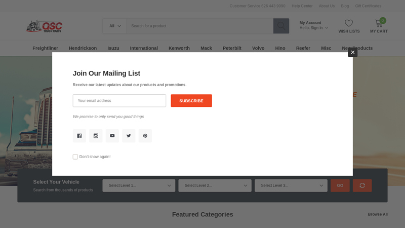 QSC Truck Parts freightliner cascadia truck parts