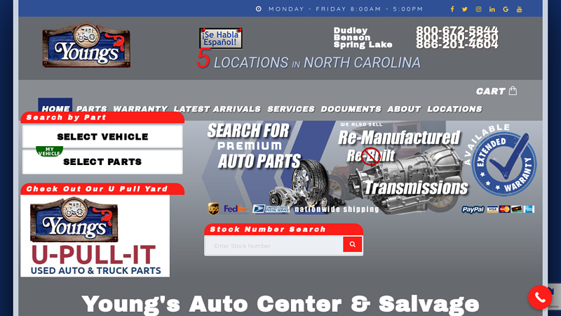 Quality OEM Used Auto Parts in North Carolina young's auto parts