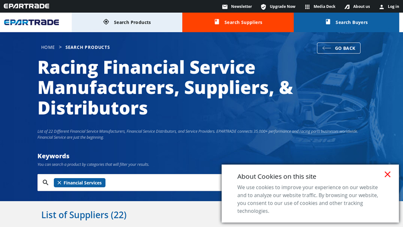 Racing Financial Service Manufacturers, Suppliers, & Distributors finance car parts