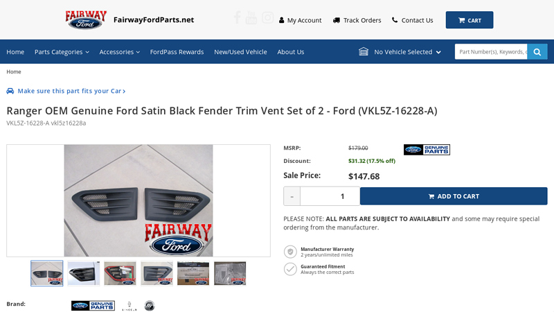 Ranger OEM Genuine Ford Satin Black Fender Trim Vent Set of 2 fairway ford ohio parts