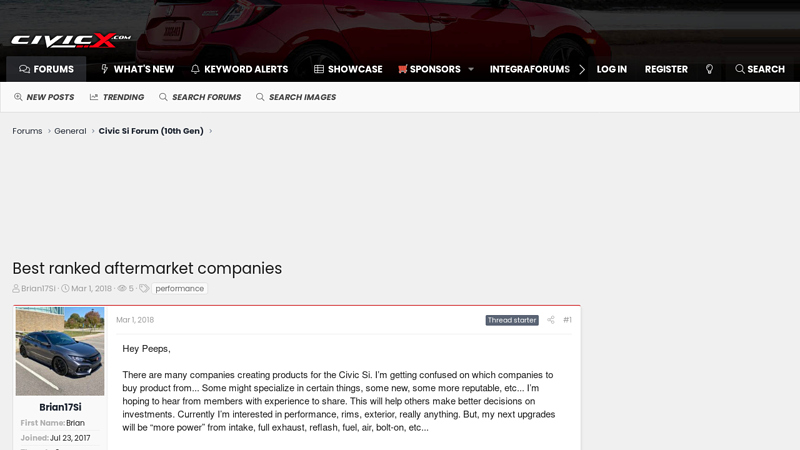 ranked aftermarket companies honda civic si parts